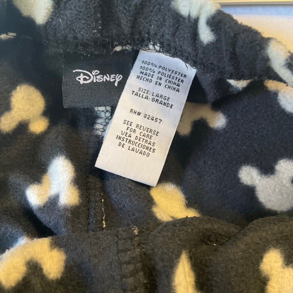 Disney Women Fleece Pants size L Black with White MickeyMouse Logo Elastic Waist - Picture 7 of 9